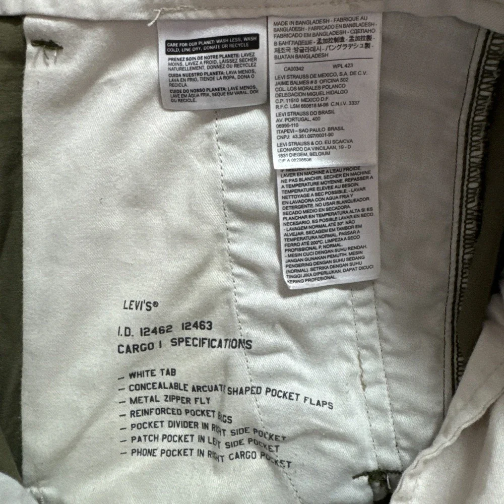 Levis‎ Ace Cargo Pants Mens 36x30 (36x28) Green Twill Military Straight Utility